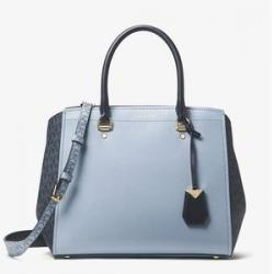 michael kors benning large scalloped leather satchel