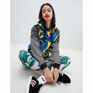 adidas originals x farm hoodie with trefoil logo in tropical print