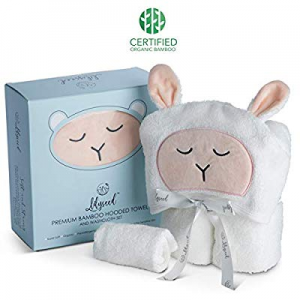 Premium Hooded Baby Towel and Washcloth Gift Set - Organic Ultra Soft Bamboo Baby Towels with Hood f