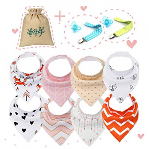 One Day Only！Baby Bandana Drool Bibs Unisex for Boy Girls with Snaps [8-Pack Set] Bandana for Drooli
