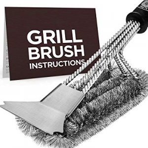 ANCREU BBQ Grill Cleaning Brush with Scraper now 50.0% off , Safe 18" Stainless Steel Woven Wire 3 i