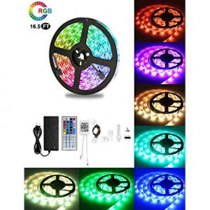 One Day Only！Led Strip Lights now 20.0% off , Topwey 16.5ft 5m Waterproof Flexible RGB Color Changin