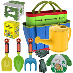 One Day Only！60.0% off Kids Gardening Tools Outdoor Toys Set - Garden Gloves - Smock Apron - Foldabl