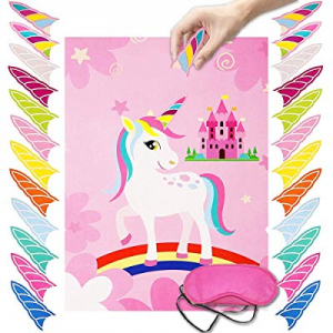 One Day Only！Pin The Horn on The Unicorn Party Game Birthday Party Favor Games Unicorn Party Supplie