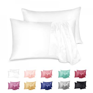 One Day Only！Duerer Two-Pack Satin Pillowcases Cool and Easy to Wash for Hair and Skin with Envelope