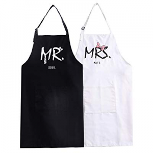 One Day Only！30.0% off UJoowalk Mr Mrs Bridal Shower Couple Aprons Anniversary Wedding Gifts Newlywe