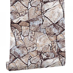 One Day Only！80.0% off HaokHome 620511-3 Stone Wallpaper Faux Stone Peel and Stick Rock Stone Self A