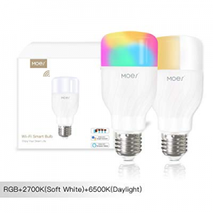 One Day Only！MOES WiFi Smart LED Light Bulb Dimmable Lamp 60W Equivalent now 20.0% off ,7W RGB Color