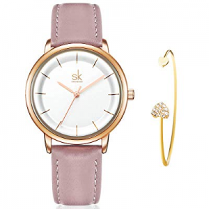 50.0% off SHENGKE Women's Watch Gift Set Quartz Leather Strap Fashion Ladies Watch Ultra Thin Watche