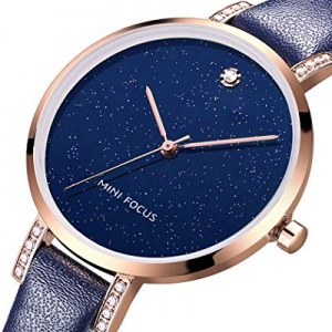 MF MINI FOCUS Women Fashion Watch with Leather Strap now 50.0% off , (Blue, Black, Alloy, Wear-Resis