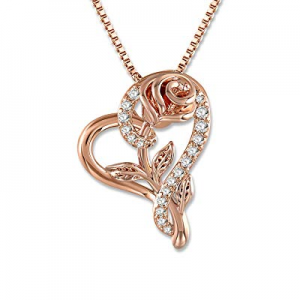 SNZM Rose Necklace for Women 5A Cubic Zirconia Love Heart Pendant Necklace Jewelry with Gift Box now