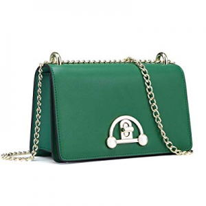 FT FUNTOR Leather Crossbody Bag for Women Shoulder Handbag Knob Lock with Chain now 50.0% off 