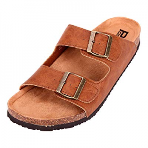 Pinpochyaw Mens Arizona Sandals Cork Footbed Adjustable 2-Strap Sandal with Support Arch now 30.0% o