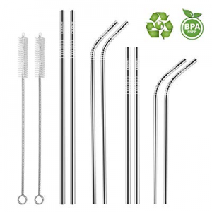 Set of 8 Stainless Steel Straws now 40.0% off , 8 Metal Straws + 2 Straw Cleaning Brush, Reusable St