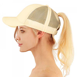 50.0% off Ferbia Women Summer Baseball Mesh Hat Ponytail Bun Cap Messy Trucker Sunhat Adjustable Vis
