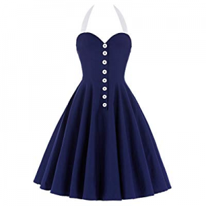 Belle Poque Stock Retro Vintage Halter Sweetheart Nylon-Cotton Party Picnic Dress now 67.0% off 