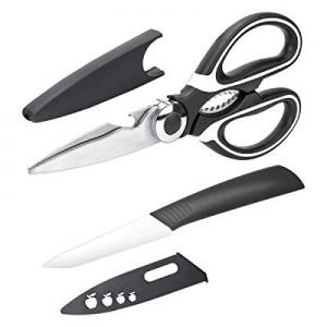 Kntiwiwo Heavy Duty Kitchen Shears and Ceramic Knife Set Multipurpose Utility Shears with Stainless 