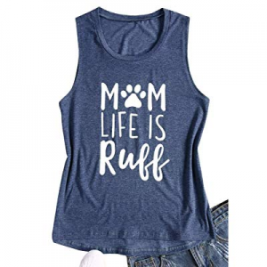 Nulibenna Womens Mom Life is Ruff Tank Tops Funny Dog Paw Crew Neck Sleeveless T Shirts now 50.0% ..