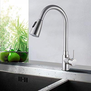 sncfoo Single Handle High Arc Pull out Kitchen Faucet Brushed Nickel now 30.0% off ,Single Level S..