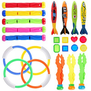 Fixget 24Pcs Diving Pool Toys now 40.0% off , Underwater Swimming/Diving Toys Set Includes (5) Div..