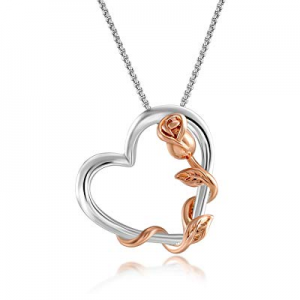 SNZM Rose Gold Rose Flower Pendant Necklace White Gold Love Heart Jewelry for Women now 53.0% off ..