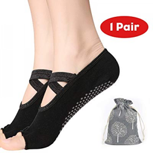 55.0% off Yoga Socks for Women with Grip & Non Slip Toeless Half Toe Socks for Pilates Ballet Barr..