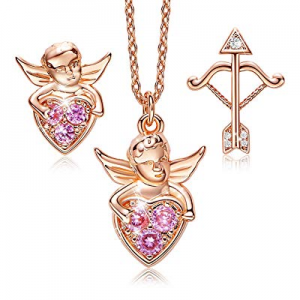 70.0% off CDE 18K Rose Gold Plated ''God of Cupid Jewelry Set for Women Sterling Silver Heart Neck..