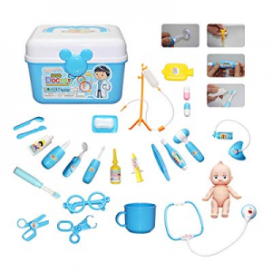 MEckily Kids Doctor Kit 26 Pieces Pretend Play Toy Medical now 50.0% off ,Electronic Stethoscope,L..
