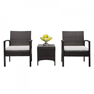 20.0% off Lovinland Patio Furniture 3 Piece Rattan Outdoor Furniture Table Sofa Conversation Set w..