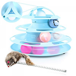 Pecute Cat Toy Roller Cat Toys 4 Level Towers Tracks Roller with Catnip and Flash Balls now 60.0% ..