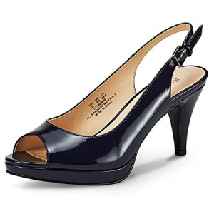 One Day Only！25.0% off JENN ARDOR Women's Slingback Pumps Stiletto High Heels Ladies Peep Toe Sand..