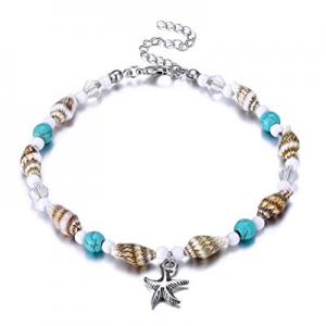 One Day Only！55.0% off Fesciory Women Starfish Turtle Anklet Multilayer Adjustable Beach Alloy Ank..