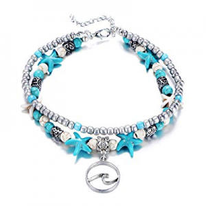 One Day Only！55.0% off Fesciory Women Starfish Turtle Anklet Multilayer Adjustable Beach Alloy Ank..