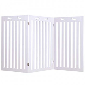 Docamor Wood Collapsible Pet Gate now 60.0% off , Freestanding Stair Gate for Dogs, Z Shaped Foldi..