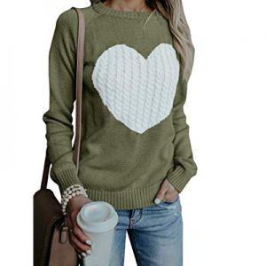Sherrylily Womens Casual Heart Love Cable Knitted Crewneck Oversized Pullovers Sweaters now 70.0% ..