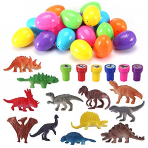 Easter Eggs with Prefilled Dinosaur Toys & Dinosaur Stampers (18 Pieces) now 50.0% off , Perfect f..