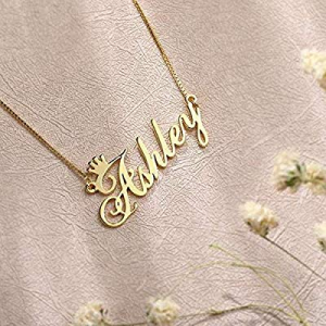80.0% off ButUnique Name Necklace Personalized with Crown Sterling Silver Custom Made Nameplate Ch..