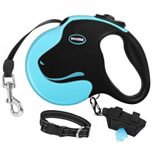 WINSEE Retractable Dog Leash with Dog Collar & Waste Bag Dispenser 16ft Dog Walking Leash for Medi..