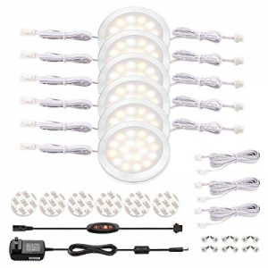 LED Cabinet Puck Lights Dimmable - Moobibear 2W 1200lm Linkable Under Cabinet Lighting Kit with 14..