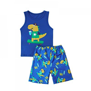 35.0% off Infant Baby Boys Shark Doo Doo Doo Clothes Set Summer Cartoon Printed Sleeveless Tops Sh..