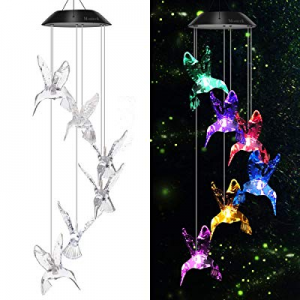 Mosteck Wind Chimes Outdoor now 30.0% off , Hanging Solar Hummingbird Wind Chimes Lights LED Colou..