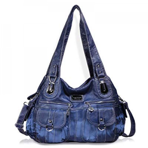 Angel Barcelo Women Top Handle Satchel Handbags Shoulder Bag Messenger Tote Washed Leather Purse n..