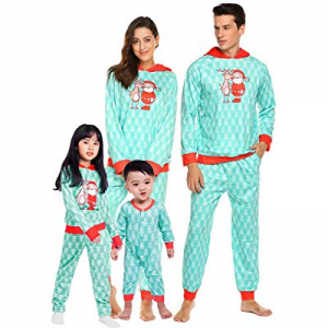 One Day Only！Teeker Christmas Family Pajama Set Holiday Macthing Loungewear PJ Sets Elk Santa Prin..