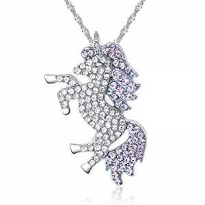 One Day Only！80.0% off U Angela Unicorn Crystal Rainbow Necklace Unicorn Pendant Ladies Fashion Ne..