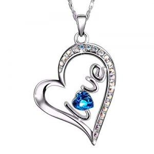 One Day Only！SIVERY Forever Love Women Necklace Pendant with Swarovski Crystal, Jewelry for Women ..