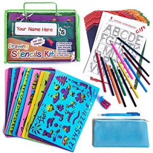 One Day Only！40.0% off Drawing Stencil Set – 54-Piece Crafting Kit for Kids – Premium Travel Activ..