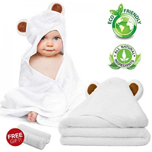Baby Towel and Washcloth Set-Baby Bath Towel and Washcloth -Hooded Towel and Washcloth- Bamboo Fib..