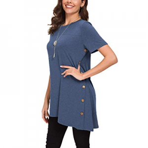 Jug&Po Women's Casual Round Neck Button Side T Shirts Tunic Dress now 50.0% off 