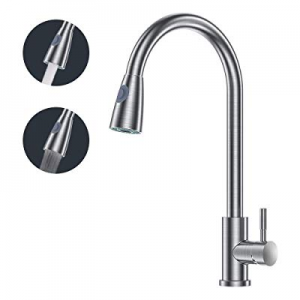 AmazeFan Single Handle High Arc Brushed Nickel Pull out Kitchen Faucet now 40.0% off ,Single Level..