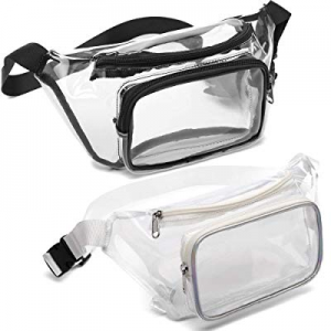 Veckle 2 Pcs Clear Fanny Pack Waist Bag for Travel Sporting Event, Black White now 45.0% off 